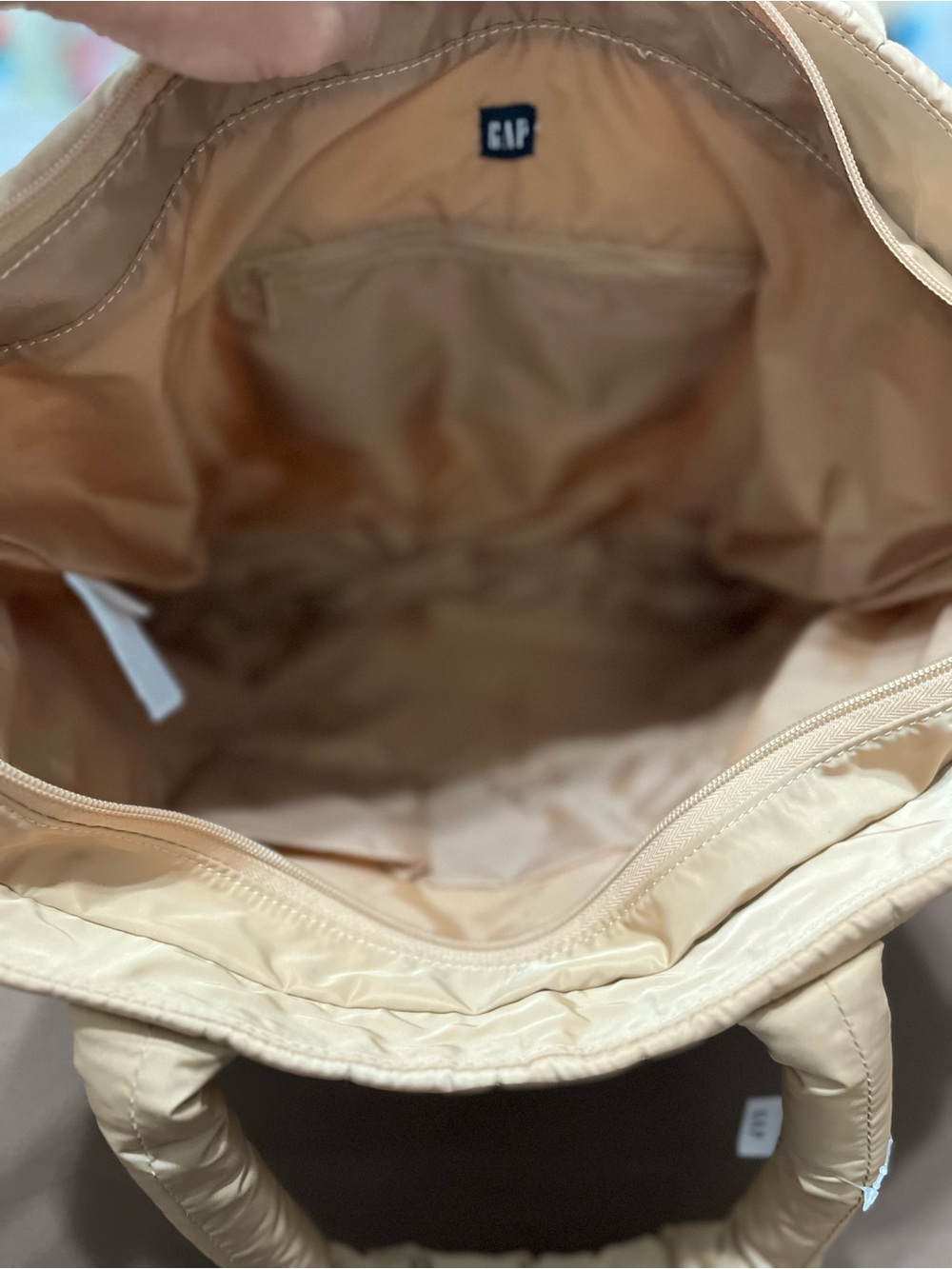 GAP Quilted Puffer Tote Bag in Beige - Picture 7 of 8